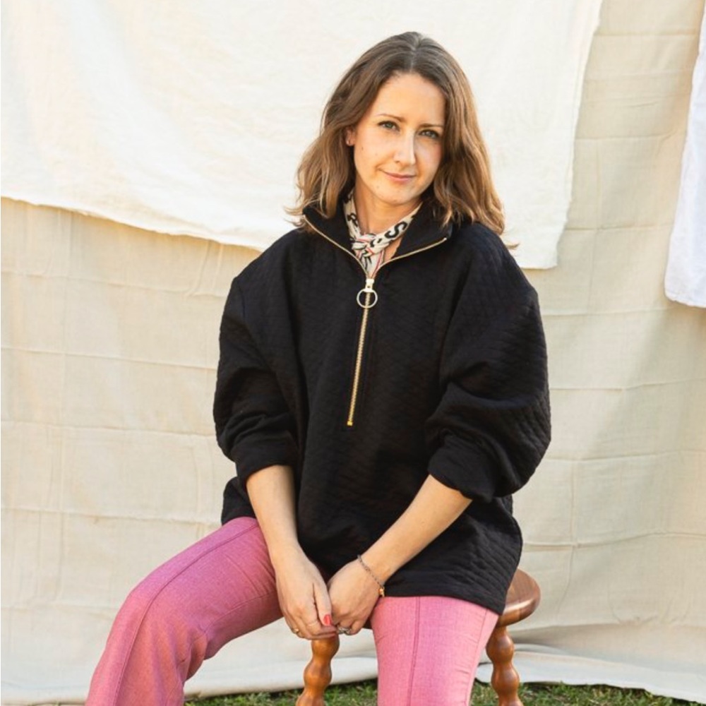 Half Zip Quilted Sweater